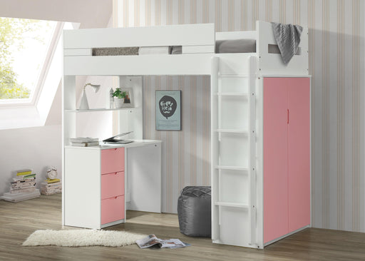 Nerice White & Pink Loft Bed image