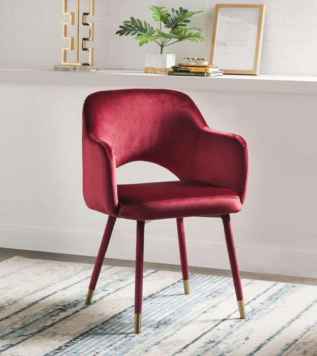 Applewood Bordeaux-Red Velvet & Gold Accent Chair image
