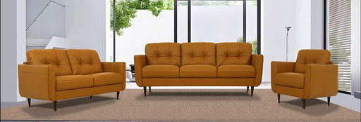 Radwan Pesto Camel Leather 3-Piece Living Room Set image